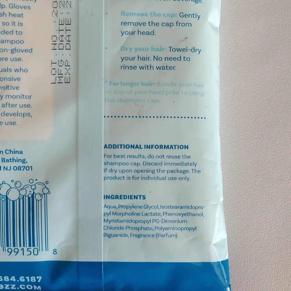 Scrubzz Rinse-Free Shampoo Cap 6pk Fresh Scent Elder Care Travel